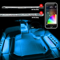XK-BOAT-PRO 8 x 36 in. Strips + 8 x 10 in. Flex Strips Million Color XKCHROME Boat Marine Kit, Universal Fit