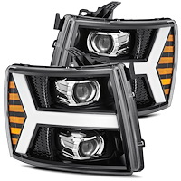 880223 Luxx-Series LED Projector Headlights for 2007-2014 Chevy Silverado 1500/2500/3500 - Jet Black