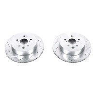 Power Stop drilled and slotted rotors give you the advantages of both drilled holes for cooling and