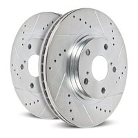Rear Evolution Drilled & Slotted Brake Rotor Pair Fits Select Lexus TX350, TX500h & Toyota Grand Highlander [Zinc Plated]