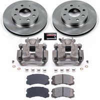 Direct OE Stock Replacement Low-Dust Ceramic Brake Pad, Rotor and Caliper Kit for 2002-2007 Mitsubishi Lancer