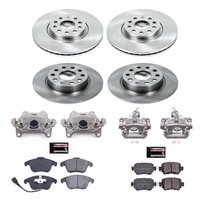 Direct OE Stock Replacement Low-Dust Ceramic Brake Pad, Rotor and Caliper Kit for 2015-2020 Volkswagen Passat