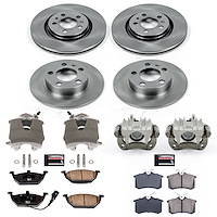 Autospecialty OE Replacement Brake Kit with Calipers for 2001-2005 Volkswagen Jetta 1.9L, 2.0L