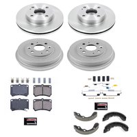 OE Stock Replacement Low-Dust Ceramic Brake Pad, Rotors, Drum + Shoe Kit for 1993-1996 Ford Escort