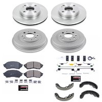 OE Stock Replacement Low-Dust Ceramic Brake Pad, Rotors, Drum + Shoe Kit for 1999-2001 Mazda Protege