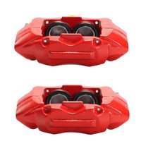 Front Performance Disc Brake Caliper Pair w/Brackets Fits Select Cadillac Escalade & Chevy & GMC Sierra 1500 [Red Powder Coat]
