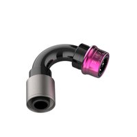 PRO/SPEC HN-Type Quick Release Hose End [-16 AN (PS16), 120 Degree, Crimp-On Non-Swivel, NITRODEX Seals, Black/Purple]