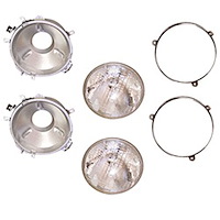 pair of factory replacement headlight assemblies from Omix-ADA fit 72-86 Jeep CJ models