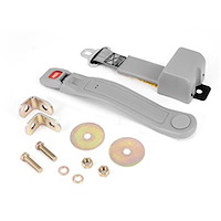 This gray retractable 60 inch lap seat belt from Rugged Ridge fits 87-95 Jeep Wrangler YJ.