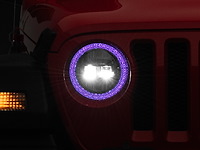 J142668 Axial 9 in. LED Headlights w/RGB Halo for 2018-2022 Jeep Wrangler JL/JT, Black Housing [Clear Lens]