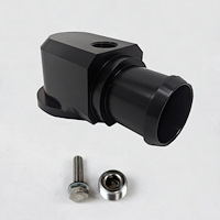 431000B Billet Thermostat Housing, Black Powdercoat, Aluminum