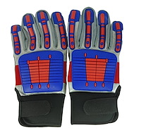 706527 Off Road Style Work Gloves, Red/Blue/Gray And Black, Medium