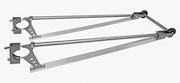 GMWB19 Wheelie Bar Kit, Bolt On, Dual Style, Unsprung, 44 in. Long, 14 in. Center to Center