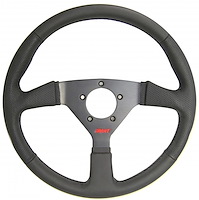 Corsa GT Steering Wheel Black Perforated and Black Solid Leather Grip 3-Spoke - Black