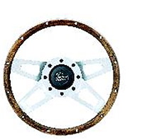 Wood Challenger Steering Wheels Silver Satin 4-Spoke Design