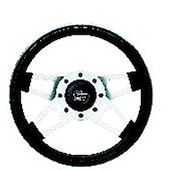 Challenger Steering Wheel [13.500 in. Diameter, Satin Silver Spokes, Black]
