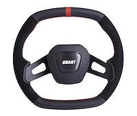 Kart Model "D" Shaped Steering Wheel Black Molded Polyurethane Grip 3-Spoke - Black 11-3/4" Diameter 1-3/8" Dish