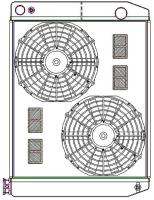 ClassicCool ComboUnit Universal Fit Radiator and Fan Dual Pass Crossflow Design 26" x 19" with Straight Outlet