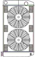 ClassicCool ComboUnit Universal Fit Radiator and Fan Dual Pass Crossflow Design 27.50" x 15.50" with Straight Outlet