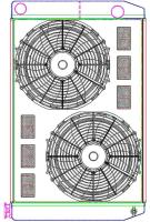 MegaCool ComboUnit Universal Fit Radiator and Fan Dual Pass Crossflow Design 31" x 19" with Straight Outlet