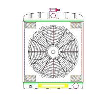 Universal Street Rod Radiator ComboUnit 19" x 24" with Transmission Cooler