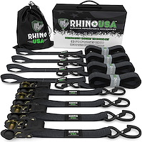 GMG-R1-4PACK Medium Duty Ratchet Strap Tie-Downs [Black, Set of 4]