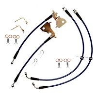 FORD-SHELBYGT500-1-BLU Stainless Brake Hose Kit for 2007-2014 Ford Mustang Ford Mustang Shelby GT500, Front & Rear [Blue]