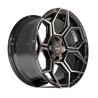 4PS26-18080-CUVA-38BBT 4PS26 Wheel [Size: 18"x8"] Gloss Black w/Brushed Face & Tinted Clear Finish
