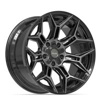 4P44 Wheel [Size: 20"x10"] 5 x 127 mm & 5 x 139.7 mm Bolt Pattern, Gloss Black Brushed with Tinted Clear