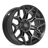 4P44 Wheel [Size: 22"x10"] 6 x 135 mm & 6 x 139.7 mm Bolt Pattern, Gloss Black Brushed with Tinted Clear
