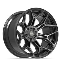 4P44 Wheel [Size: 22"x12"] 5 x 127 mm & 5 x 139.7 mm Bolt Pattern, Gloss Black Brushed with Tinted Clear