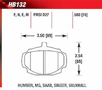 Blue 9012 Disk Brake Pads Humber, MGB, Singer, Vauxhall