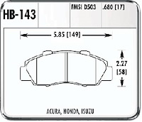 Hawk High Performance Front Brake Pads Fits various Honda/Acura models