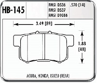 Hawk High Performance Rear Brake Pads Fits various Honda/Acura models
