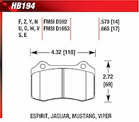 Blue 9012 Disk Brake Pads Esprit Turbo, Jaguar XKR/XJR, Viper, Mustang, Ferrari, Lotus