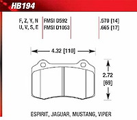 DTC-60 Disk Brake Pads Ford Mustang SVT Cobra, Esprit Turbo, Jaguar XKR/XJR, Viper