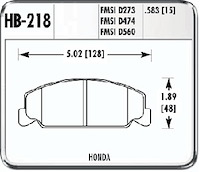 Hawk High Performance Front Brake Pads Fits various Honda/Acura models