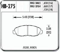 Hawk High Performance Front Brake Pads Fits various Honda/Acura Models
