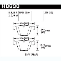 Disc Brake Pad Performance Ceramic w/0.626 Thickness