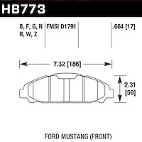 HP PLUS BRAKE PADS 2015-2017 FORD MUSTANG FRONT
