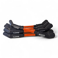 SPW300-CH-LS-S-9 Super Mag Fiberglass-Oversleeved Spark Plug Wire Set for GM LS, Standard [Fluorescent Orange]