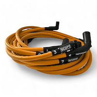 SPW-CH-525L-F-5 High-Performance Silicone-Sleeved Spark Plug Wire Set, GM LS Long 525 Crate, Around Front Under Header [Orange]