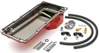 LS Swap Oil Pan/Filter Combo Kit for 1982-2004 Chevy S10/Blazer, Early Model GM Cars/Trucks [Single Filter, Vertical Port, Red P
