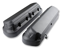 241-187 Ford Fox Body  Mustang-Style 2-Piece Cast-Aluminum Valve Covers for GM Gen III/IV LS Engines [Black Finish]