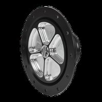 6061-T6 Aluminum 5-Pocket Fuel Cell Cap, 2-1/4 in. Hose Barb, 12-Bolt Flange, Black Anodized