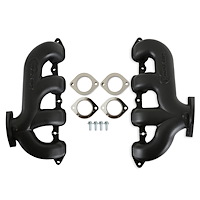 BHS5194 BlackHeart GM LT Swap Cast-Iron Rear Dump Exhaust Manifolds [Black Finish]