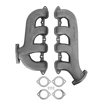 BHS5196 BlackHeart GM LT Swap Cast-Iron Rear Small Block Chevy Dump Exhaust Manifolds [Natural Finish]