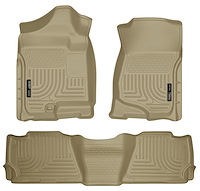 98263 WeatherBeater Front & 2nd Row Floor Liners for 2007-2014 Cadillac, Chevrolet, and GMC Models [Tan]