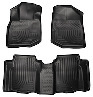 98491 WeatherBeater Front & 2nd Row Floor Liners for 2009-2013 Honda Fit [Black]
