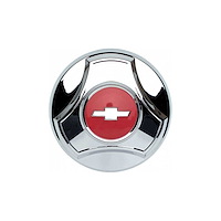 HCC5C66 Hub Caps 1964-1966 Chevy C10/K10 Series Truck & Suburban, 1/2, Ton, 15, inch, Pop, On, Chrome/Red, Set of 4